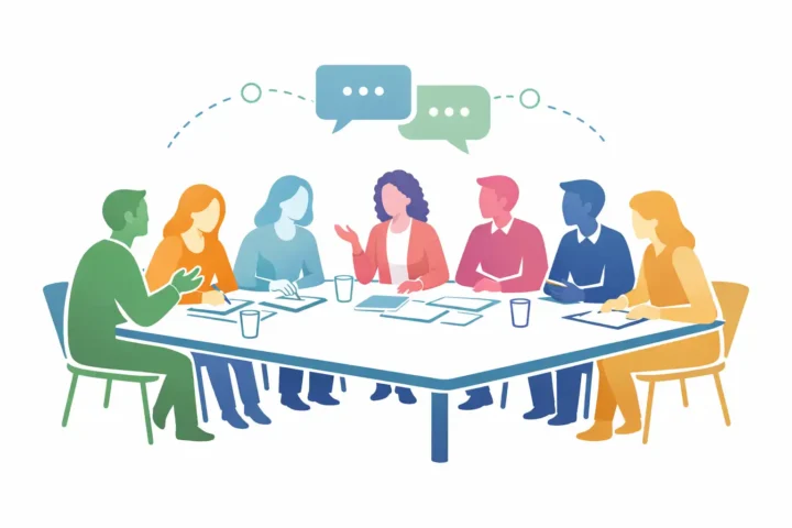 Illustration Beratungsgespräch mit vielen Personen